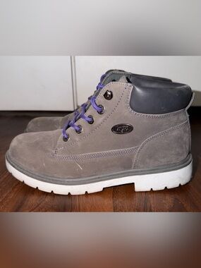 Lugz Women's Drifter LX Ankle Boots - Charcoal Grey Suede w/ Purple Laces